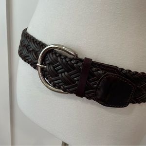 Vintage leather braided belt silver buckle excellent condition like new